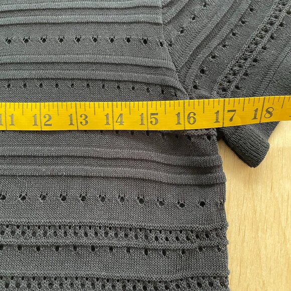 Ichi black pointelle knit sweater short sleeves with transparency - Picture 8 of 9